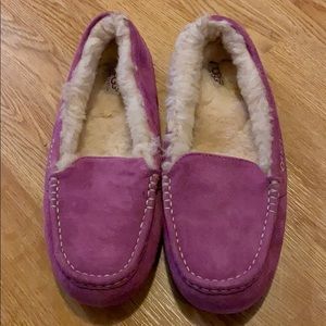 UGG Pink Suede Slippers, Women’s size 10.